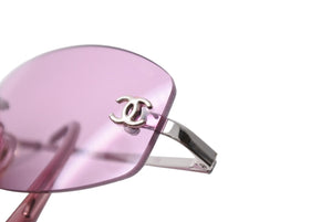 CHANEL シャネル サングラス ココマーク リムセス 4002 シルバー金具 サイズ 54□19 130 パープル 美品 中古 65841