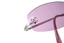 Load image into Gallery viewer, CHANEL シャネル サングラス ココマーク リムセス 4002 シルバー金具 サイズ 54□19 130 パープル 美品 中古 65841