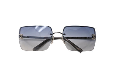 CHANEL シャネル サングラス ココマーク ラインストーン 4092-B シルバー金具 サイズ 62□15 120 グレー 美品 中古 65842