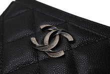 Load image into Gallery viewer, 極美品 CHANEL シャネル カードケース ココマーク ラインストーン マトラッセ ブラック キャビアスキン AP3343 中古 65844