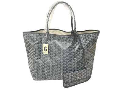 新品未使用 GOYARD ゴヤール トートバッグ SAINTLOUIS PM VERT サンルイGM PVCコーティングキャンバス グレー 中古 65682