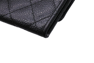 極美品 CHANEL シャネル カードケース ココマーク フラップ 25番台 キャビアスキン マトラッセ シルバー金具 ブラック 美品 中古 65859