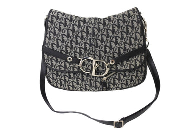 Christian Dior クリスチャンディオール ショルダーバッグ トロッター柄 キャンバス ブラック BO L 1014 美品 中古 65862