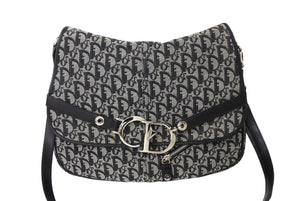 Christian Dior クリスチャンディオール ショルダーバッグ トロッター柄 キャンバス ブラック BO L 1014 美品 中古 65862