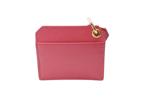同様に PRADA プラダ カードケース バッグチャーム 1TL344 トライアングルロゴ サフィアーノレザー ピンク ゴールド金具 中古 65866 
