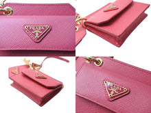 画像をギャラリービューアに読み込む, 同様に PRADA プラダ カードケース バッグチャーム 1TL344 トライアングルロゴ サフィアーノレザー ピンク ゴールド金具 中古 65866 