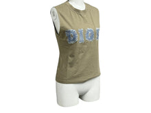 画像をギャラリービューアに読み込む, Christian Dior クリスチャンディオール タンクトップ 3P16155302 サイズ38 デニムロゴ プリント カーキ コットン 美品 中古 65902