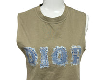 画像をギャラリービューアに読み込む, Christian Dior クリスチャンディオール タンクトップ 3P16155302 サイズ38 デニムロゴ プリント カーキ コットン 美品 中古 65902