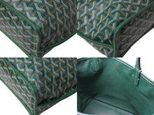画像をギャラリービューアに読み込む, 極美品 GOYARD ゴヤール ハンドバッグ アンジュ ミニポーチ付き リバーシブル グリーン ヘリンボーン柄 PVC レザー 中古 65905
