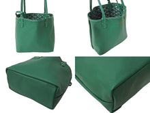 画像をギャラリービューアに読み込む, 極美品 GOYARD ゴヤール ハンドバッグ アンジュ ミニポーチ付き リバーシブル グリーン ヘリンボーン柄 PVC レザー 中古 65905