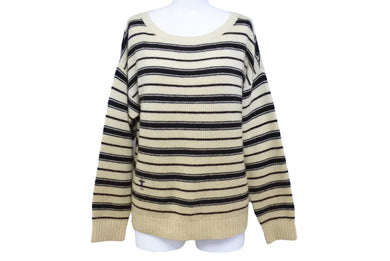極美品 Christian Dior クリスチャンディオール ニット 2020SS グラデーションボーダー ベージュ カシミヤ サイズ38 024S40TM028 中古 65918
