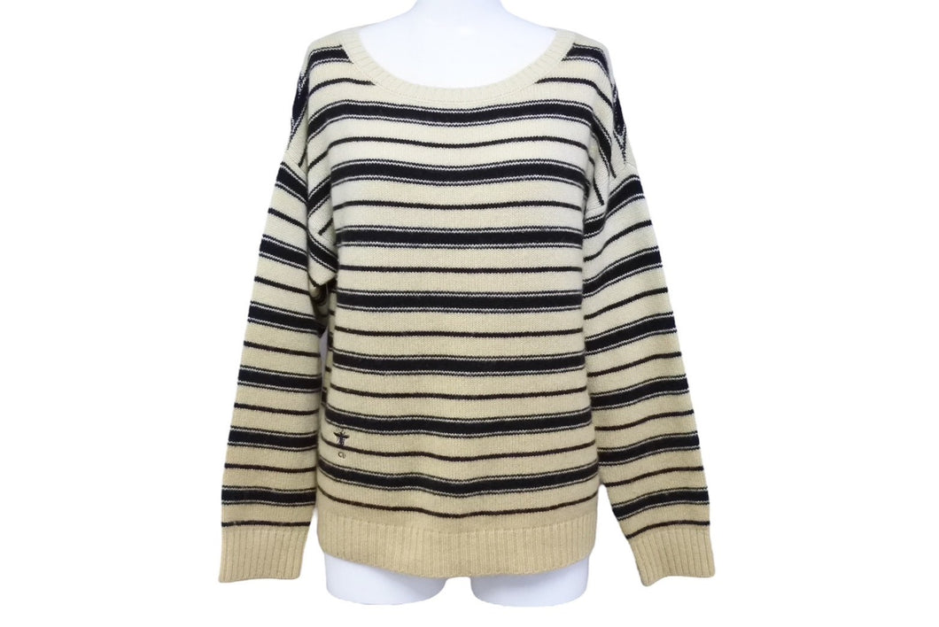 極美品 Christian Dior クリスチャンディオール ニット 2020SS グラデーションボーダー ベージュ カシミヤ サイズ38 024S40TM028 中古 65918