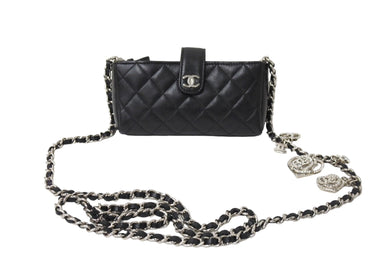 極美品 CHANEL シャネル チェーンショルダー ポーチ ココマーク 19番台 ブラック ラムスキン シルバー金具 中古 65931