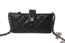 Load image into Gallery viewer, 極美品 CHANEL シャネル チェーンショルダー ポーチ ココマーク 19番台 ブラック ラムスキン シルバー金具 中古 65931
