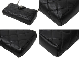 極美品 CHANEL シャネル チェーンショルダー ポーチ ココマーク 19番台 ブラック ラムスキン シルバー金具 中古 65931