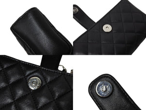 極美品 CHANEL シャネル チェーンショルダー ポーチ ココマーク 19番台 ブラック ラムスキン シルバー金具 中古 65931