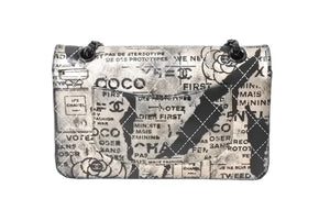極美品 CHANEL シャネル マトラッセ25 ニュースペーパー Wフラップラップ ラムスキン ブラックシルバー 21番台 中古 65932