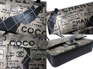 極美品 CHANEL シャネル マトラッセ25 ニュースペーパー Wフラップラップ ラムスキン ブラックシルバー 21番台 中古 65932