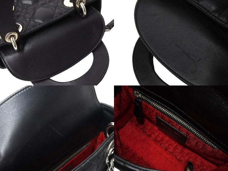 極美品✨ クリスチャンディオール ハンドバッグ シボ革 黒 ロゴ金具 フラップ Christian Dior クリスチャンディオール ハンドバッグ CDロゴ