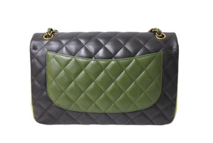極美品 CHANEL シャネル チェーンショルダーバッグ マトラッセ30cm 抹茶 京都 Wフラップラップ グリーン 18番台 中古 65935