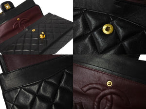 CHANEL シャネル マトラッセ25 チェーンショルダーバッグ 3番台 Wチェーン Wフラップ ココマーク ラムスキン ブラック 美品 中古 65938