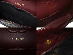 CHANEL シャネル マトラッセ25 チェーンショルダーバッグ 3番台 Wチェーン Wフラップ ココマーク ラムスキン ブラック 美品 中古 65938