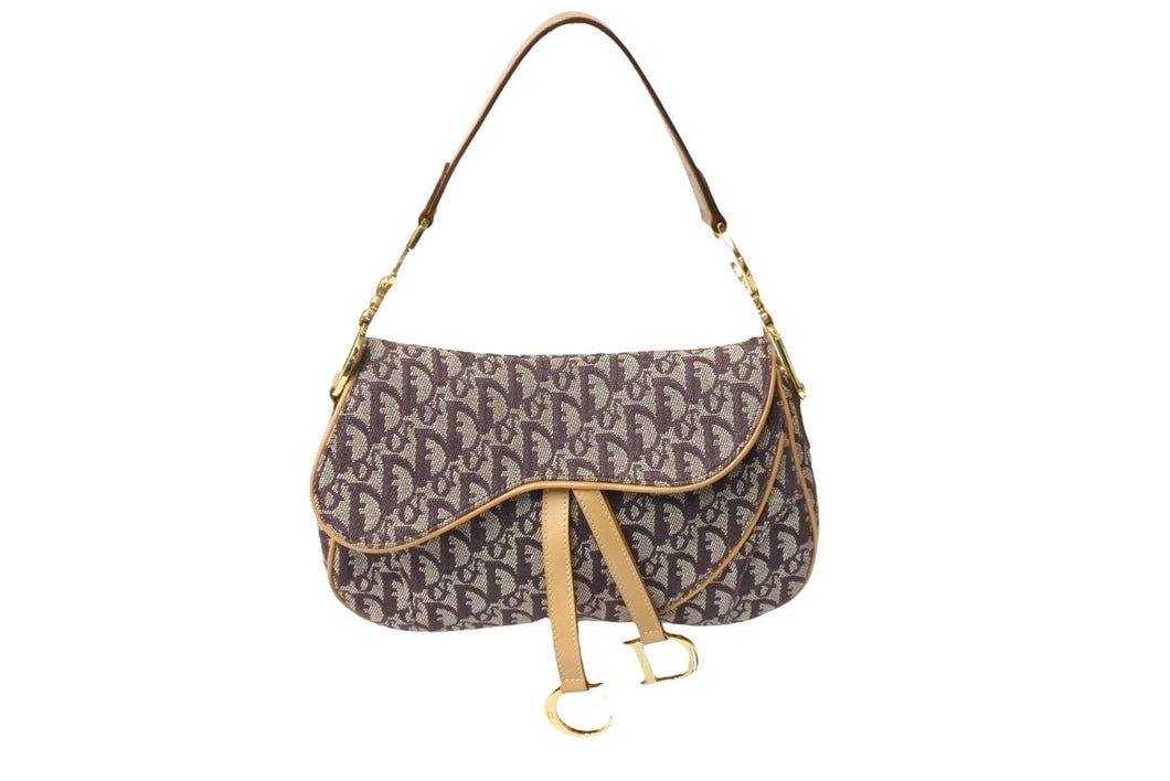 Christian Dior クリスチャンディオール ワンショルダーバッグ トロッター ダブルサドル ブラウン RU 0013 美品 中古 65942