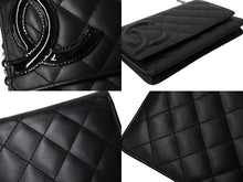 Load image into Gallery viewer, 極美品 CHANEL シャネル カンボンライン A46646 チェーンウォレット ショルダー 黒 黒 19番台 ブラック シルバー金具 中古 65949
