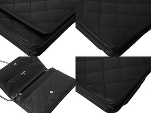 極美品 CHANEL シャネル カンボンライン A46646 チェーンウォレット ショルダー 黒 黒 19番台 ブラック シルバー金具 中古 65949