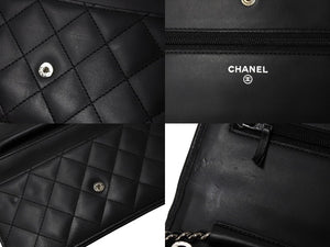 極美品 CHANEL シャネル カンボンライン A46646 チェーンウォレット ショルダー 黒 黒 19番台 ブラック シルバー金具 中古 65949
