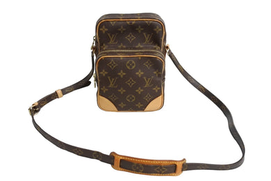 LOUIS VUITTON ルイヴィトン アマゾン ショルダーバッグ モノグラム M45236 PVC ヌメ革 ブラウン 美品 中古 65954