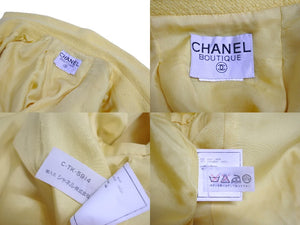 CHANEL シャネル ウール ジャケット イエロー 黄色 ココマーク ココボタン BOUTIQUE ロゴ アウター 美品 中古 65955