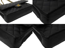 Load image into Gallery viewer, 極美品 CHANEL シャネル チェーンショルダーバッグ Wフラップ マトラッセ25 ラムスキン 30番台 ブラック ゴールド金具 中古 65963