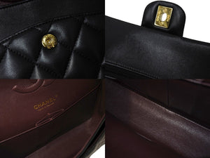 極美品 CHANEL シャネル チェーンショルダーバッグ Wフラップ マトラッセ25 ラムスキン 30番台 ブラック ゴールド金具 中古 65963