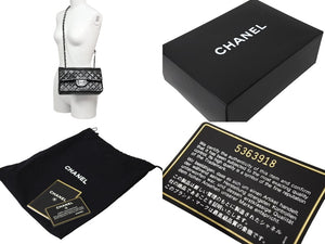 極美品 CHANEL シャネル チェーンショルダーバッグ マトラッセ23 Wフラップラップ ラムスキン ブラックシルバー 5番台 中古 65965