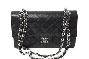 極美品 CHANEL シャネル チェーンショルダーバッグ マトラッセ23 Wフラップラップ ラムスキン ブラックシルバー 5番台 中古 65965