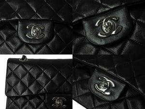 極美品 CHANEL シャネル チェーンショルダーバッグ マトラッセ23 Wフラップラップ ラムスキン ブラックシルバー 5番台 中古 65965