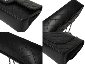 極美品 CHANEL シャネル チェーンショルダーバッグ マトラッセ23 Wフラップラップ ラムスキン ブラックシルバー 5番台 中古 65965
