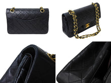 Load image into Gallery viewer, CHANEL シャネル マトラッセ ダブルフラップ25 ショルダーバッグ 1番台 ラムスキン ブラック ゴールド金具 美品 中古 65966
