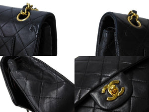 CHANEL シャネル マトラッセ ダブルフラップ25 ショルダーバッグ 1番台 ラムスキン ブラック ゴールド金具 美品 中古 65966
