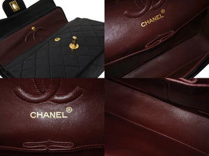 CHANEL シャネル マトラッセ ダブルフラップ25 ショルダーバッグ 1番台 ラムスキン ブラック ゴールド金具 美品 中古 65966