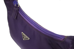 PRADA プラダ ホーボー ナイロン ハンドバッグ パープル 紫 MV519 ミニバッグ 三角ロゴ金具 プレート 美品 中古 65968 
