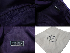 PRADA プラダ ホーボー ナイロン ハンドバッグ パープル 紫 MV519 ミニバッグ 三角ロゴ金具 プレート 美品 中古 65968 