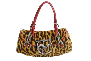 極美品 Christian Dior クリスチャンディオール ハンドバッグ 03BM-0084 ハラコ アニマル レオパード 中古 65973