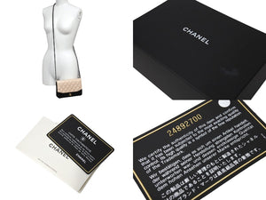 CHANEL シャネル ガブエルドゥチェーンウォレットバッグ キャビアスキン マトラッセ 27番台 ブラック ピンクベージュ 美品 中古 65975