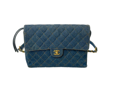 激レア CHANEL シャネル マトラッセ デニム チェーンリュック ココマーク ブルー ゴールド金具 美品 中古 65977