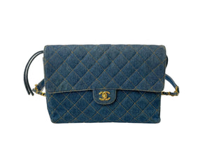 激レア CHANEL シャネル マトラッセ デニム チェーンリュック ココマーク ブルー ゴールド金具 美品 中古 65977