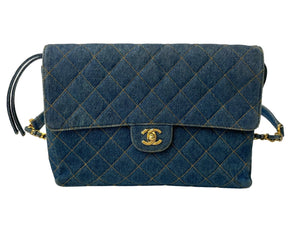 激レア CHANEL シャネル マトラッセ デニム チェーンリュック ココマーク ブルー ゴールド金具 美品 中古 65977