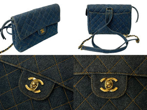 激レア CHANEL シャネル マトラッセ デニム チェーンリュック ココマーク ブルー ゴールド金具 美品 中古 65977