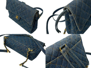 激レア CHANEL シャネル マトラッセ デニム チェーンリュック ココマーク ブルー ゴールド金具 美品 中古 65977